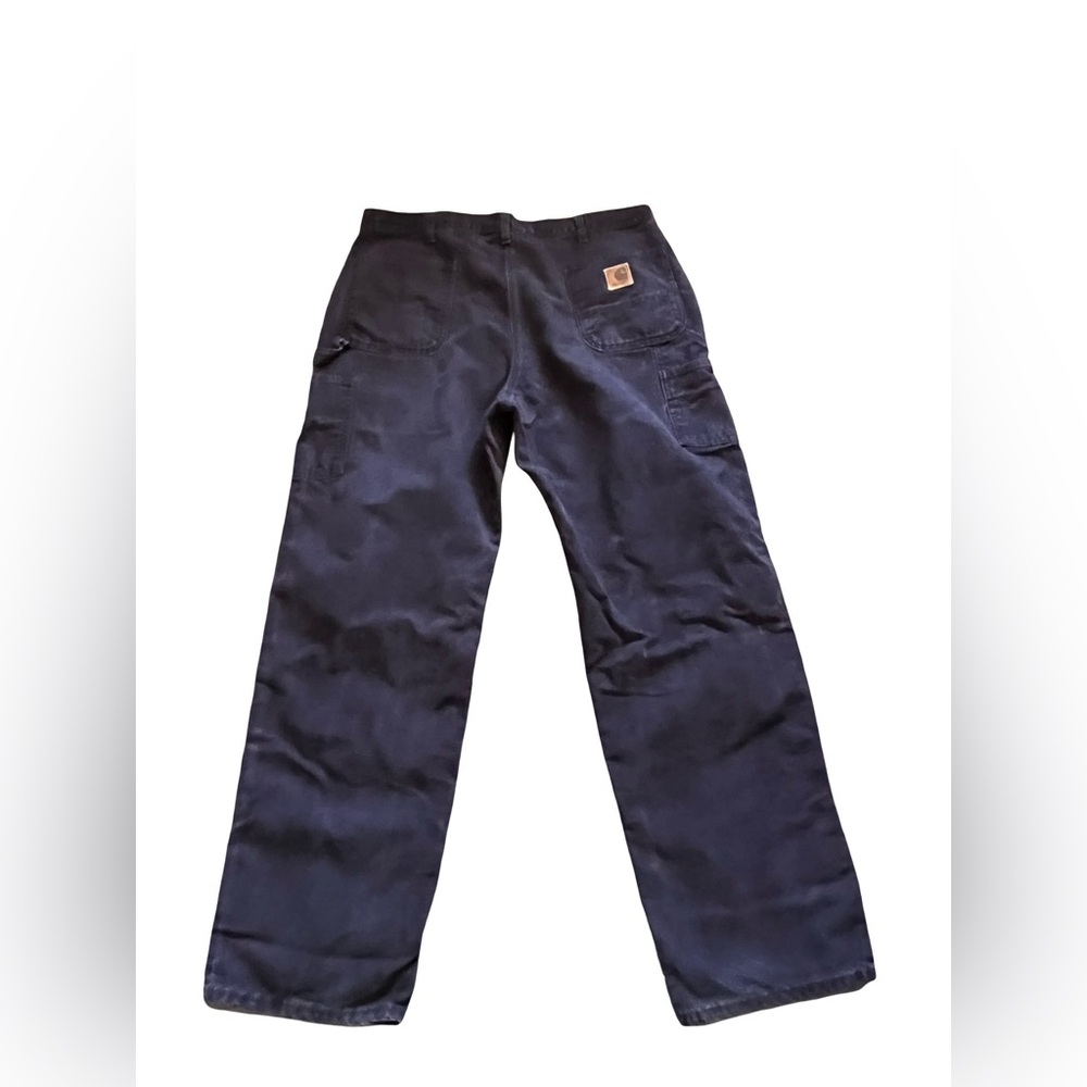 Vtg Carhartt B11 Canvas Carpenter Pants Distressed Blue Union Made USA Sz 38X33
